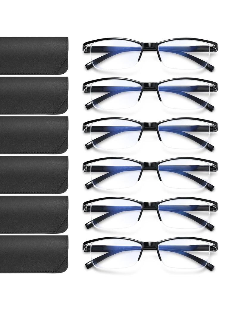 Reading Glasses Men,Spring Hinge Blue Light Blocking Readers,Anti Eyestrain Computer Magnifying Eyeglasses +2.0