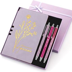 Team Employee Appreciation Gift Set A6 Leather Journal Notebook Pen with Present Box Thank You Gift for Valentine Office Coworker Staff Teacher Nurse Volunteer Women Men(Purple,Thank You)