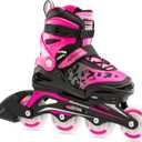 Bladerunner by Rollerblade Phoenix Flash Kid's Adjustable Fitness Inline Skate, Black/Pink 5-8