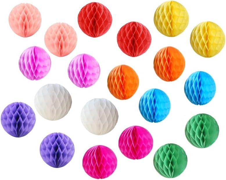 20pcs Honeycomb Flower Balls Party Honeycomb Balls Decoration Paper Flower Balls Tissue Paper Flower Ball Pom Poms Ball for Baby Shower Birthday Wedding Home Decor (6inch, Colorful)