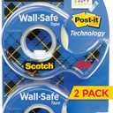 Scotch Wall-Safe Tape, 2 Dispensered Rolls, Sticks Securely, Removes Cleanly, Invisible, Designed for Displaying, Photo Safe, 3/4 in x 600 in (183-DM2) (2 Rolls)