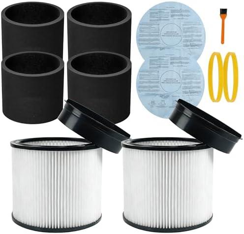 90304 Replacement Filter, 90107 dry filter, 90585 Foam Sleeve Compatible with shopvac filter 90304 90350 90333 90585, Fits Most 5 Gallon and Above Wet Dry Vacuum Cleaner (2+2+4+2+2+1)