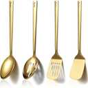 Homquen Gold Kitchen Utensils Set 4pcs, Titanium Gold Plating Stainless Steel Cooking Utensils Set, Kitchen Tools Spatulas Set, Cooking Spoons, Home Essentials Kitchen Gadgets Accessories