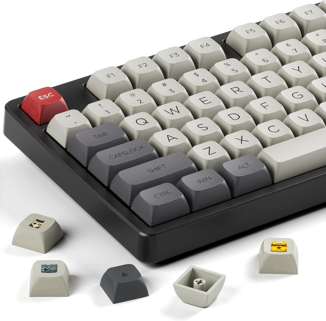 XDA Profile PBT Keycaps, Retro Game Console Custom Keycap Set, XVX Keyboard Keycap 75 Percent with Dye-Sublimation Suitable for Most 65% 80% 100% Gateron Cherry MX Switches Mechanical Keyboard