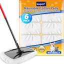 KEEPOW Reusable Mop Pads Compatible with O Cedar Hardwood Floor'N More Microfiber Mop, Mop Refill Heads Replacements for Wet and Dry Use, 15x8 Inch, 6 Pack