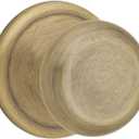 Kwikset Juno Interior Passage Door Knob, Handle For Closet and Hallway Doors, Non-Locking Doorknob in Antique Brass, with Microban Protection (1 Pack)
