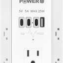 Electrical Outlet Extender with USB Ports (3C1A), Snug Wall Outlet, Surge Protector, Wall Plug Adapter for Multiple Devices, Wall Socket Expander