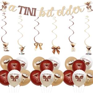 Kumikumi A Tini Bit Older Birthday Party Decoration Banner Hanging Swirls Balloons Espresso Martini Themed Party Supplies