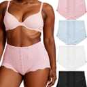 4Pack Women's High Waisted Underwear Moderate Tummy Control Shapewear Panties Stretch Lace Briefs for Women