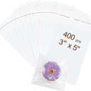 400PCS Clear Self-Sealing Cellophane Bags for Cookies, Small Treats, Candy, Party Favors, Bread, Bakery, Gifts - Resealable Packaging (3x5 Inches)