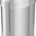 iTouchless 13 Gallon / 50L Open Top Can, Oval Stainless Steel with Double AbsorbX Odor Filters Fingerprint-Resistant Modern Kitchen and Office Waste Bin for Hassle-Free Disposal