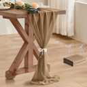 2 Pack 10 Ft Chiffon Table Runner Brown Gauze Long Table Runners 27x120 Inches Sheer Tulle Table Runner for Rustic Wedding Reception Bridal Shower Decorations Birthday Party