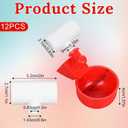 12Pack Large Chicken Feeder and Waterer Set, Automatic Chicken Water Cups with Tee, Poultry Feeder Watering Cups for Ducks,Chicks, Turkeys, Quail, Bunny, Bird(Red, White)