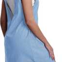 Vigorics Women's Denim Overall Dress Sleeveless Jumper Mini Dress Casual Summer Jeans Pinafore with Pockets (Blue, XL)
