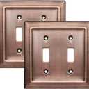 Monarch Abode Toggle Light Switch Cover Plate  2-Gang Antique Copper Outlet Covers, Architectural Decorative Outlet Cover Wall Plates, Light Switch Plate Covers for Electrical Outlets, Pack of 2