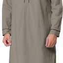 Lars Amadeus Men's Nightshirt Sleepwear Long Sleeves Comfy Henley Sleep Shirts Nightgown (Gray, L)