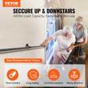 VEVOR Pipe Stair Handrail, 6FT Staircase Handrail, 440LBS Load Capacity Carbon Steel Pipe Handrail, Industrial Pipe Handrail with Wall Mount Support, Round Corner Wall Handrailings for Indoor, Outdoor