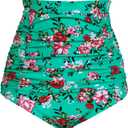 COCOPEAR Women's Ruched High Waisted Bikini Bottom Retro Vintage Swim Short Tankinis (FBA) Floral 40 S/ 4-6