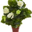 Nearly Natural 29” Hydrangea Artificial Silk Plants, White/ Green