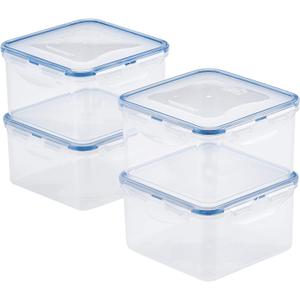 LOCK & LOCK Easy Essentials Storage Food Storage Container Set / Food Storage Bin Set - 1.2 L, 4 Pieces, Clear