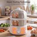 14 Eggs Electric Egg Cooker, 350W Rapid Egg Boiler with 30-Min Timer & Auto Shut-Off, Stainless Steel, Dishwasher Safe for Soft, Medium, Hard Boiled, Steamed Eggs, Vegetables & Seafood, White