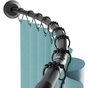 Zenna Home Rustproof Curved Shower Curtain Rod, No Drill Tension or Permanent Mount Adjustable Curved Shower Rod for Bathroom, Easy Install, Rounded for Extra Room, 50 to 72 Inches, Matte Black