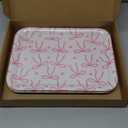 Tioncy 3 Pcs Pink Bow Serving Tray Bowknot Reusable Plate Dish 13" x 10" Decorative Tray Platter for Serving Food Room Organiser Home Party Supplies