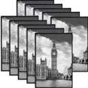 GOmaize Front Loading Black Picture Frame 4x6 Set of 10 Wall and Table Mounting