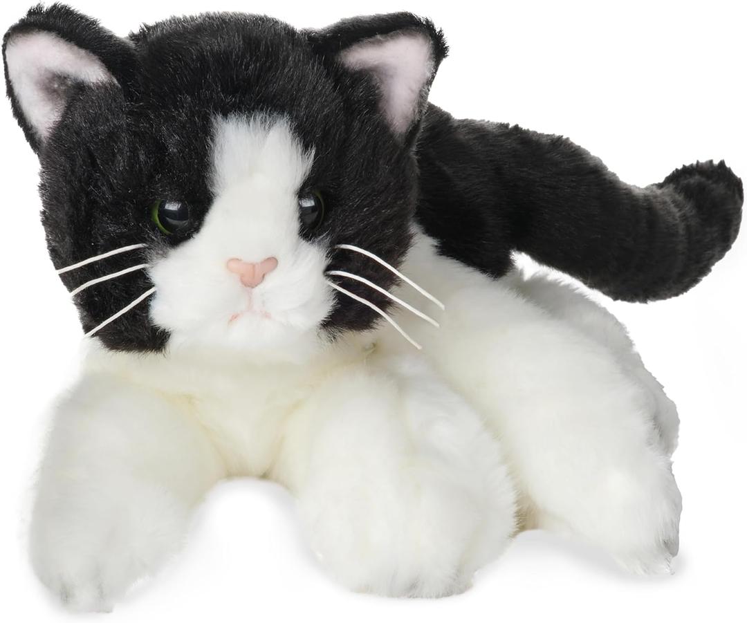 Bearington Domino Cat Stuffed Animals - 15" Realistic Tuxedo Cat Plush - Black and White Kitty Plushies with Soft Fur and Lifelike Details - Adorable Cuddly Gift for Kids and Adults