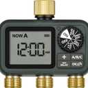 Brass Sprinkler Timer with Swivel, Programmable Water Timer for Garden Hose with Auto/Manual/Rain Delay Watering, Digital Irrigation System Kit,for Garden, Yard, Lawn 3 Outlet F13WT06
