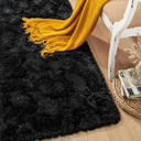 Rtizon Shag Area Rug for Bedroom, 4x6 Feet Fluffy Rugs for Girls Boy's Bed Bedside, Plush Carpet with Non-Slip Bottom for Living Room Office Dorm Nursery Room, Black