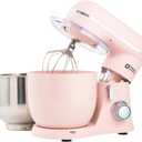 Kitchen in the Box Stand Mixer, 3.5QT Two Bowls Small Kitchen Electric Mixer, 10-Speed Portable Lightweight Matte Finish with Egg Whisk, Dough Hook, Beater (Rose Pink, 3.5QT)