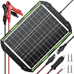 Sun Energise 25W 12V Solar Powered Battery Charger & Maintainer, Built-in Smart MPPT Charge Controller, Waterproof 25 Watt 12 Volt Solar Panel Trickle Charging Kits for Car Auto Boat RV Marine Trailer