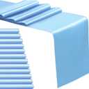 12 Pack Satin Table Runner 12 x 108 Inch Baby Blue Long Satin Table Runners for Wedding Banquet Graduations Birthday Party Decoration