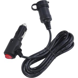 10FT 12volt DC Cigarette Lighter Extension Cord with On Off Switch - Black Car Power Charge Extension Cable with 15A Fuse, Lighter Male Plug to Female Socket Extender with Cap for Air Compressor