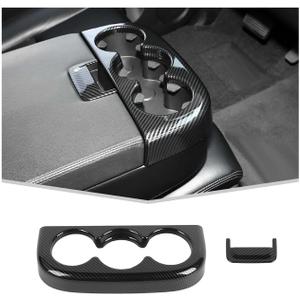 JeCar Front Cup Holder Panel Trim Cover Compatible with Chevy Silverado & GMC Sierra 2007-2013, Carbon Fiber Texture