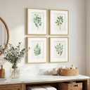 Framed Sage Green Botanical Wall for Kitchen, 4 Piece Minimalist Modern Farmhouse Plant Artwork for Walls, Boho Green Leaf Picture Prints for Kitchen Bathroom Bedroom Living Room Decor, 8x10 Inch, 8" W x 10" H x 4 pcs
