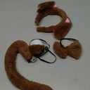 Jmkcoz 4 Pieces Animal Puppy Dog Costume Set Brown Puppy Dog Ears Headband Tail Nose Bowtie for Halloween Cosplay Dress Up Party