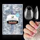 Extra Short Almond Nail Tips, 360pcs Soft Gel Pre-Shaped Acrylic XS Fake Nails, Half Matte Full Cover Clear Press on Flase Nail Tips for Extension Manicure Home DIY 12 Sizes Gelly Tips