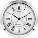 Hicarer 2-1/8 Inch (55 mm) Quartz Clock Fit-up/Insert, Fit Diameter 1.97 Inch (50 mm) Hole, Zinc-Alloy Metal Case, Roman Numeral, Silver