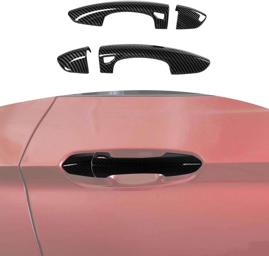 for Mustang Door Handle Cover Trim Cap Protector for Ford Mustang 2015-2023 Black Carbon Fiber Exterior Accessories 2pcs