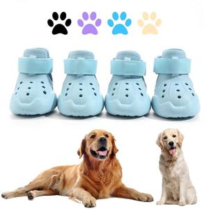 DOGOYS Dog Shoes, Dog Sandals for Hot Pavement, Non-Slip Waterproof Dog Booties for Winter Snowy Day and Summer, Adjustable Straps Easy-Clean Beach Outdoor Pet Boots Rugged Sole-4Pcs Blue Size 8