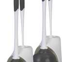 Clorox Toilet Plunger and Bowl Brush Combo Set with Caddy, 6.75" x 7" x 19.5", White/Gray, Pack of 2 - Plunger and Toilet Bowl Brush, Heavy Duty Plunger, Toilet Cleaning Brush, Freestanding Caddy