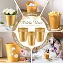 Layhit 24 Pcs Plastic Ice Buckets for Parties 3 Liters Wine Bucket Portable Ice Holder Disposable Wine Cooler for Party Wedding Party Beverages Champagne Soda and Beer (Gold)