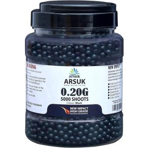 Arsuk 6mm Airsoft BBS 0.20g - Seamless 6mm Plastic Pellets for Precision Target Practice & Tactical Shooting BBS for BB Guns (BBs 5K Tub Black)