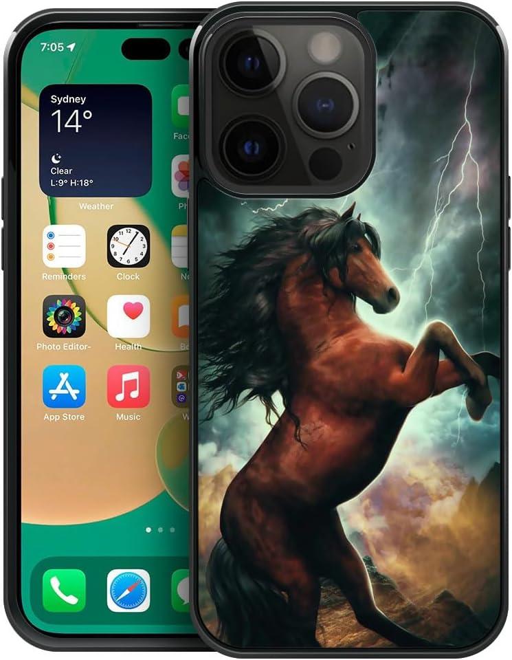 Compatible with iPhone 15 Plus Case,Pattern Design Hard PC Back Cover Non-Slip Soft TPU Protective Case for iPhone 15 Plus for Women 6.7inch-Extraordinary Spirit Horse
