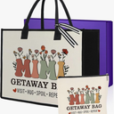 YUANHAO Grandma Gifts Mimi Tote Bag Makeup Bag 2 Pcs Birthday Mothers Day Christmas Gifts for Grandma Grandmother Mimi Gigi Women Canvas Tote Bag and Makeup Bag Set