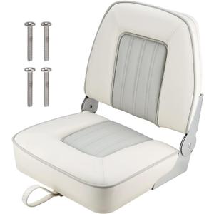 NovelBee Low Back Folding Boat Seat,Fold-Down Fishing Boat Seat with Tie-down Strap and Stainless Steel Screws