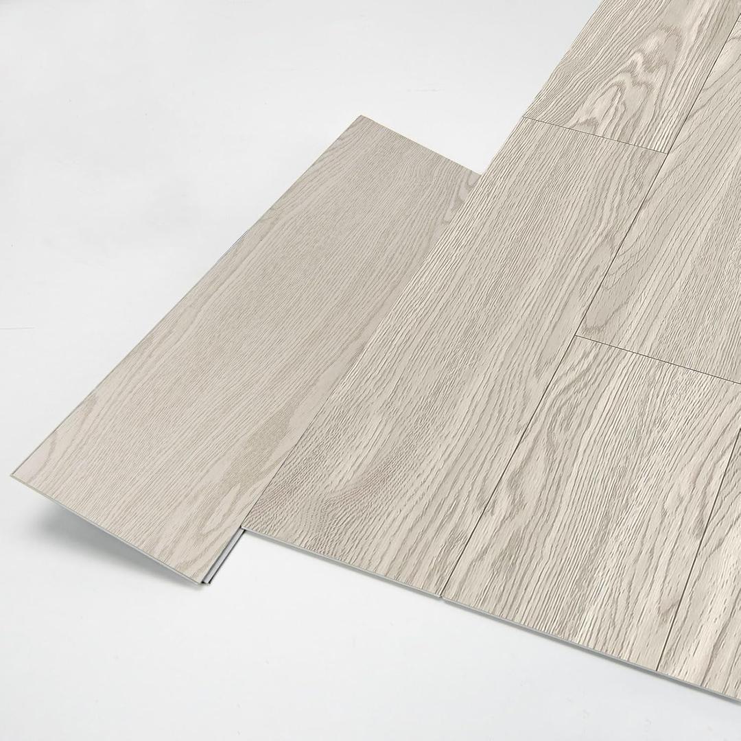 Art3d 24-Pack Click-Lock Wood SPC Floor Planks, 24 x 6 Inch, White Oak | Premium Vinyl, Waterproof, Interlocking, Wood Textured, Fade Resistant, Tool-Free, Ideal for Bedroom, Living Room, Kitchen