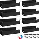 8 Pcs Magnetic Spray Can Holder Wall Mounted Magnet Toolbox Rack Spray Bottle Organizer Tool Box Storage Rack Mechanic Paint Can Holder for Home Garage Workspace (Black)